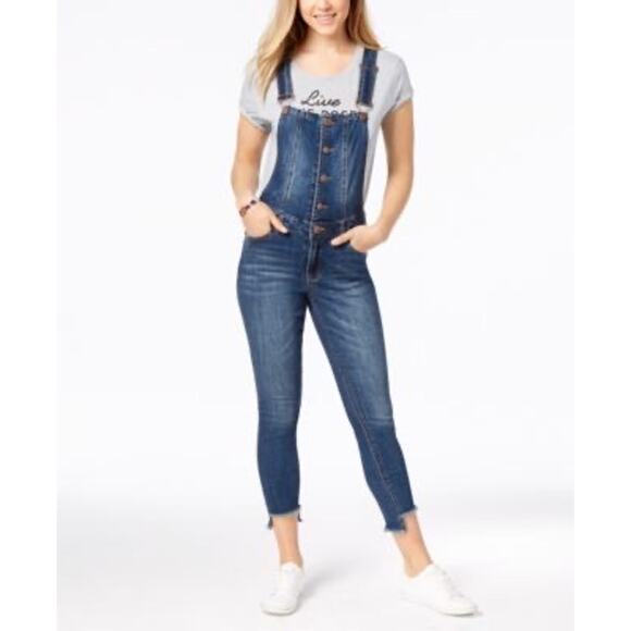 Dollhouse Denim - Dollhouse Juniors Size 16 Button-Front Skinny Denim Overalls Step Hem